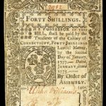 Colonial currency from Connecticut Colony. Signed by Elisha Williams, Thomas Seymour, and Benjamin Payne