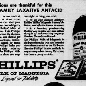 Advertisement for Phillips' Milk of Magnesia in the Washington DC Evening Star, 1945