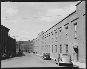 Photo showing the large carpet mill in Thompson, Connecticut