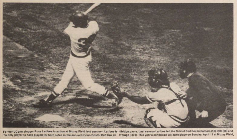 A man hitting a pitched baseball. Two men stand behind the hitter, the catcher and the umpire.
