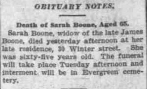 Newspaper clipping of a short obituary