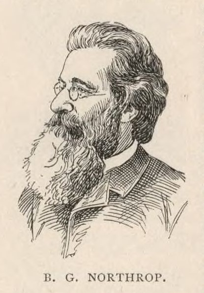 Drawing of a man's profile turned to the left. He has a long beard and is wearing glasses.