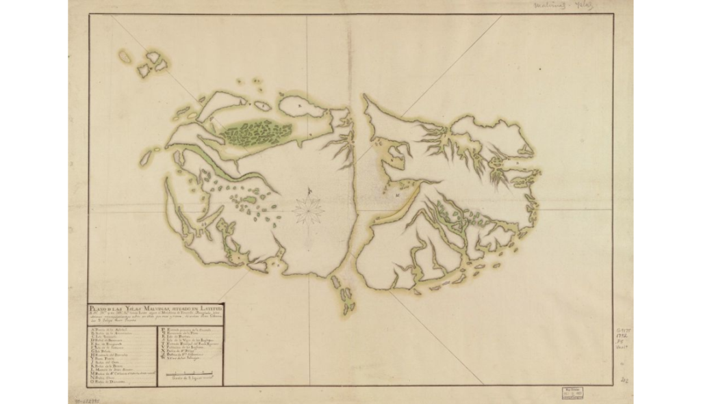 Map of a collection of islands. There is a key in the bottom left hand corner