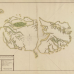 Map of a collection of islands. There is a key in the bottom left hand corner