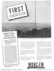 Advertisement that has a picture of a radio tower and lots of words