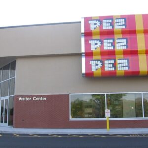 Image of a building with PEZ signs outside