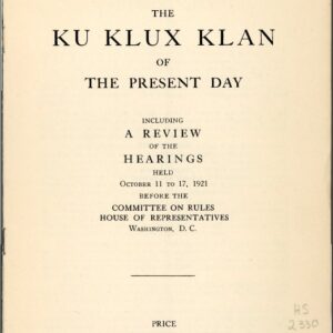 Cover of a book titled "The Ku Klux Klan of the Present Day".