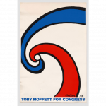 Poster with a blue and red swirl