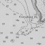 Detail of a land point on a map labeled "Cornfield Point"