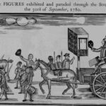 Print of a parade of a two-faced Benedict Arnold through the streets of Philadelphia