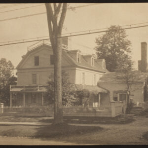 Black and white photo of a large home