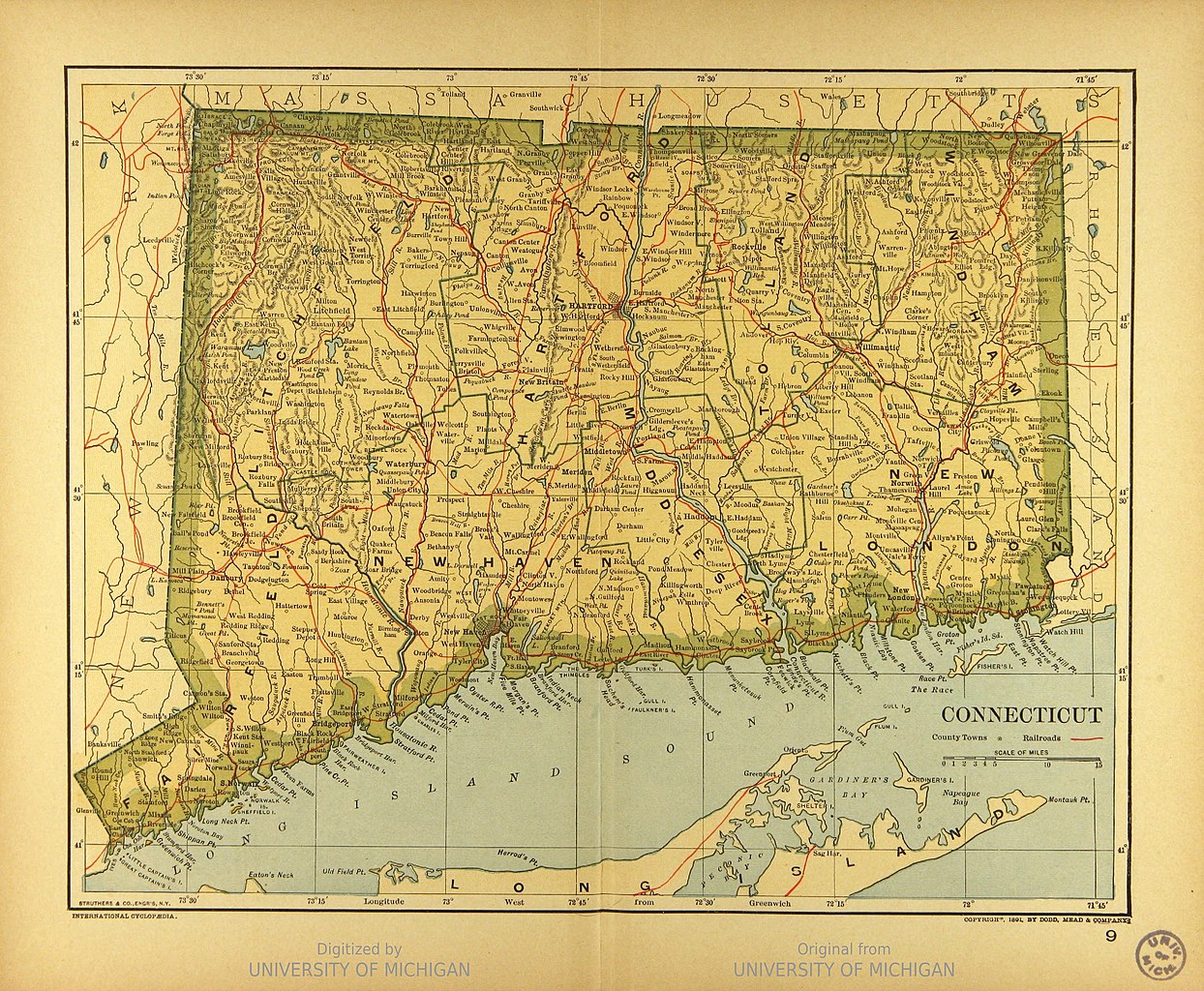 Map of the state of Connecticut