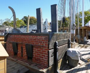 The tryworks (stove) on the deck of the Charles W. Morgan where whale blubber was rendered into oil.