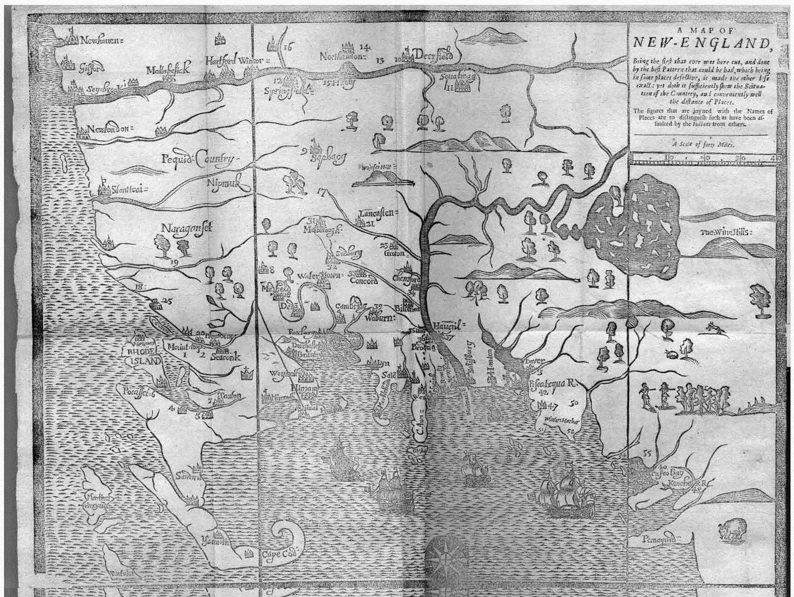 A hand drawn map of New England
