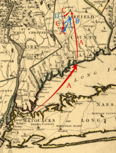 Section of a map depicting southwestern Connecticut and southeastern New York.